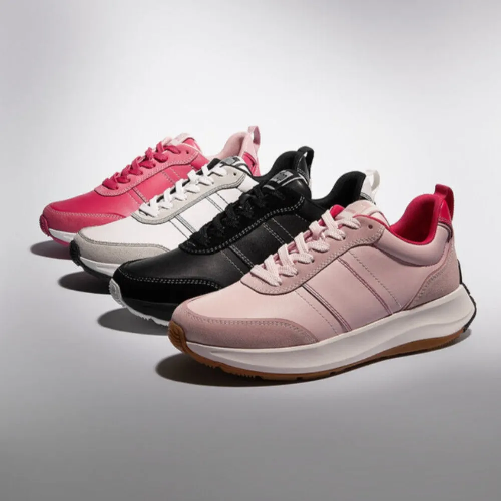 รองเท้าผ้าใบ ผู้หญิง รุ่น F-MODE CONTRAST-STITCH LEATHER FLATFORM SNEAKERS