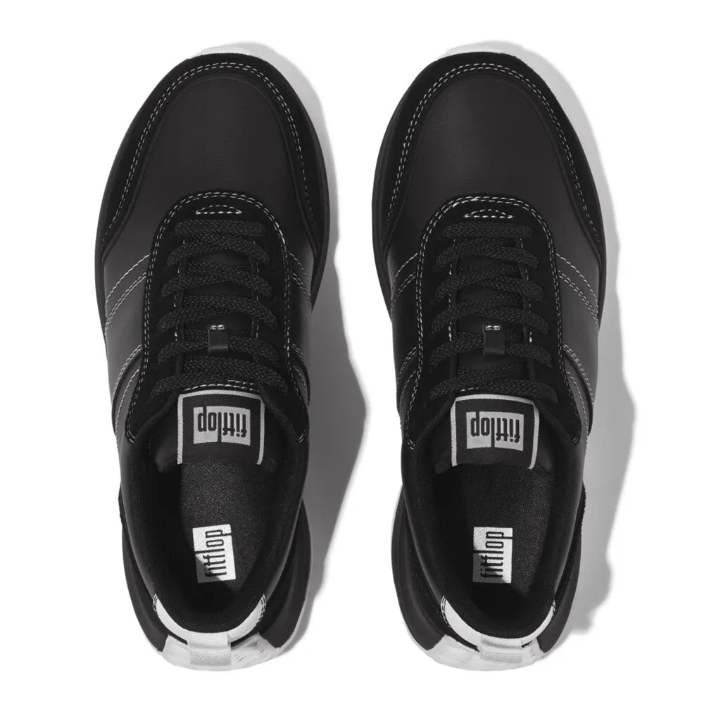 รองเท้าผ้าใบ ผู้หญิง รุ่น F-MODE CONTRAST-STITCH LEATHER FLATFORM SNEAKERS