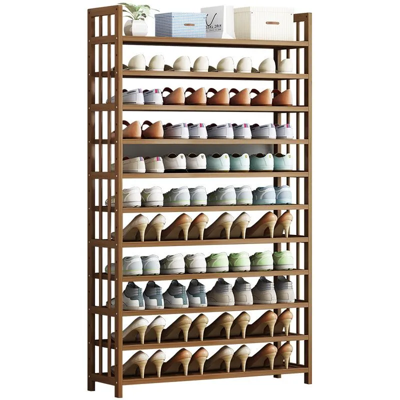 10 Tier Tower Bamboo Wooden Shoe Rack | Corner Shelf Stand | Storage Organizer
