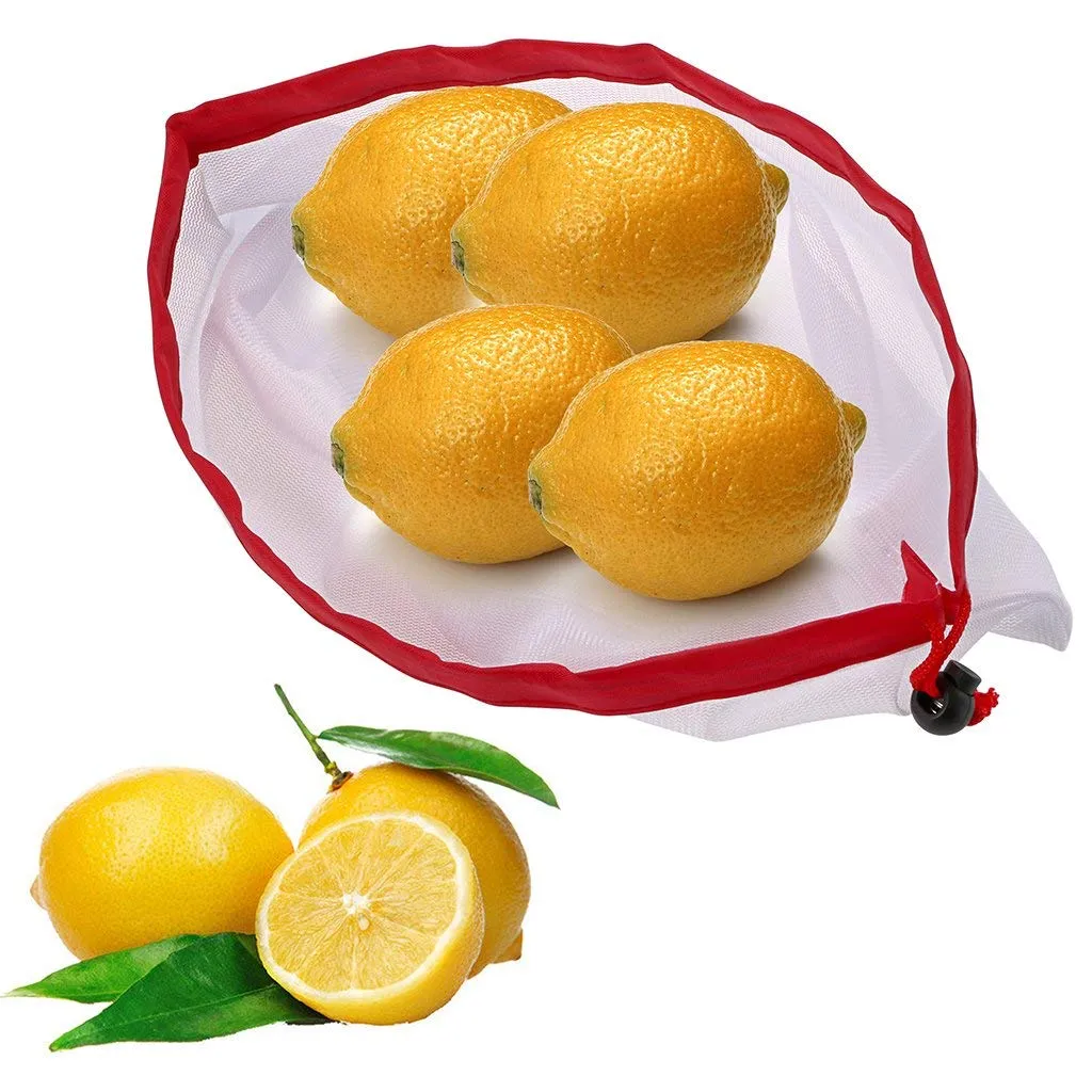 12Pcs Reusable Produce Storage Bags Washable Mesh Bag Grocery Shopping Bag for Fruit/Vegetable - 3 Various Sizes