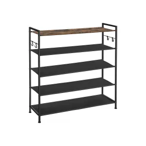 5-Tier Shoe Rack with 4 Hooks