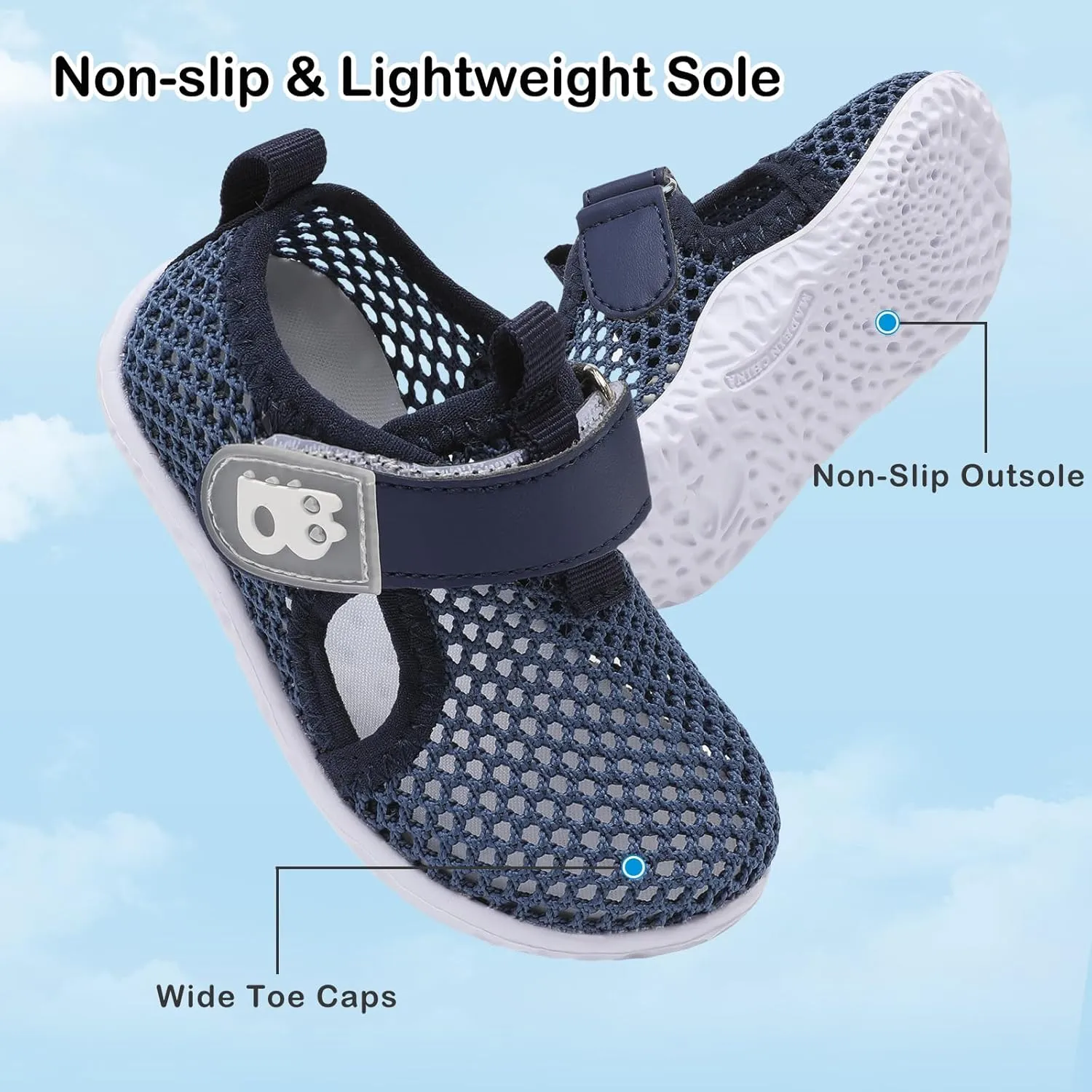 Besroad Toddler Water Shoes Boys Girls Swim Aqua Shoes Breathable Quick Dry Barefoot Sandals for Beach Swimming Pool