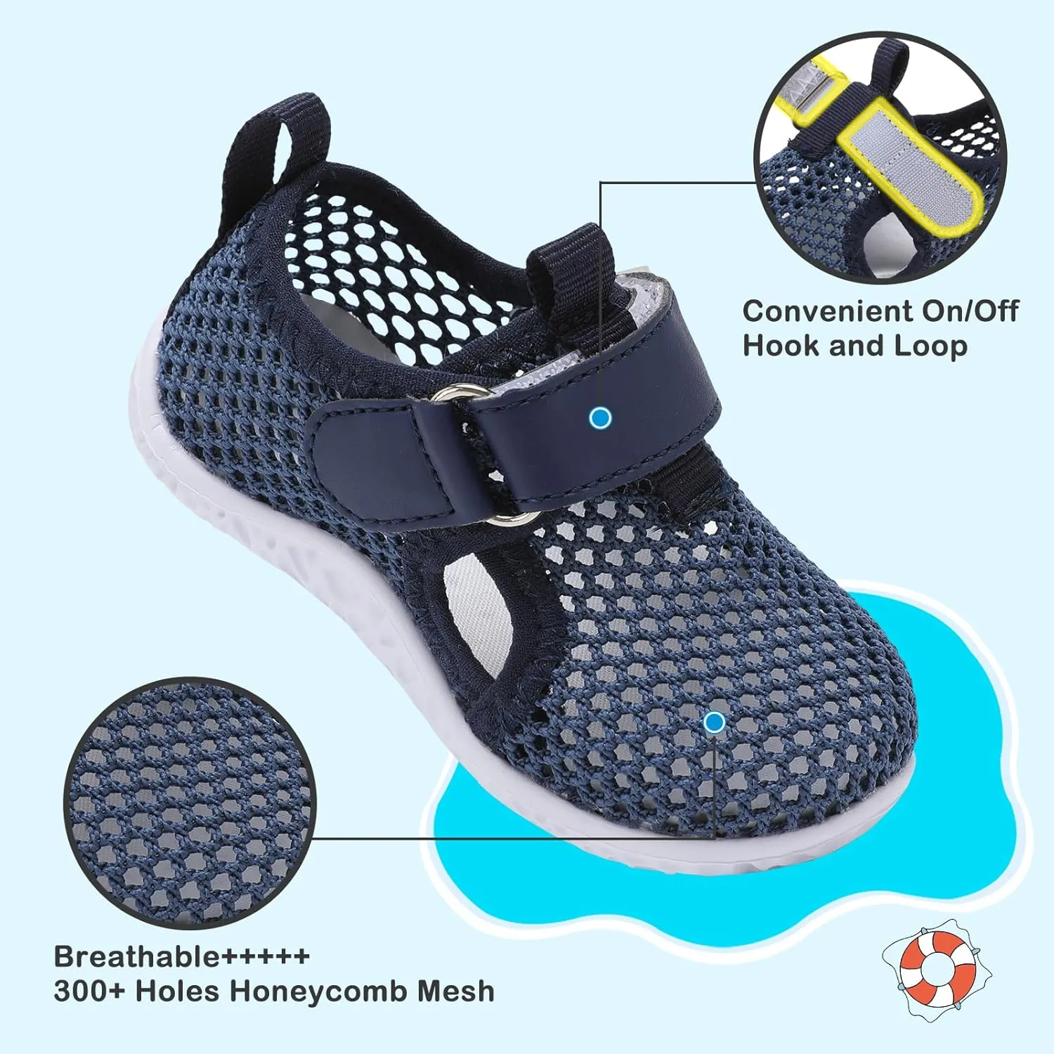 Besroad Toddler Water Shoes Boys Girls Swim Aqua Shoes Breathable Quick Dry Barefoot Sandals for Beach Swimming Pool