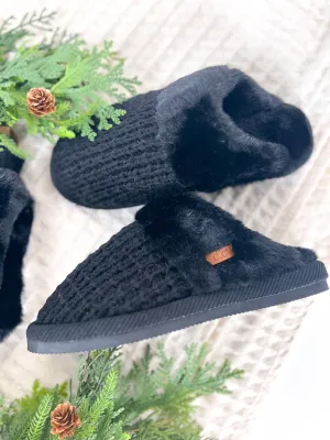 Black Fuzzy Slippers