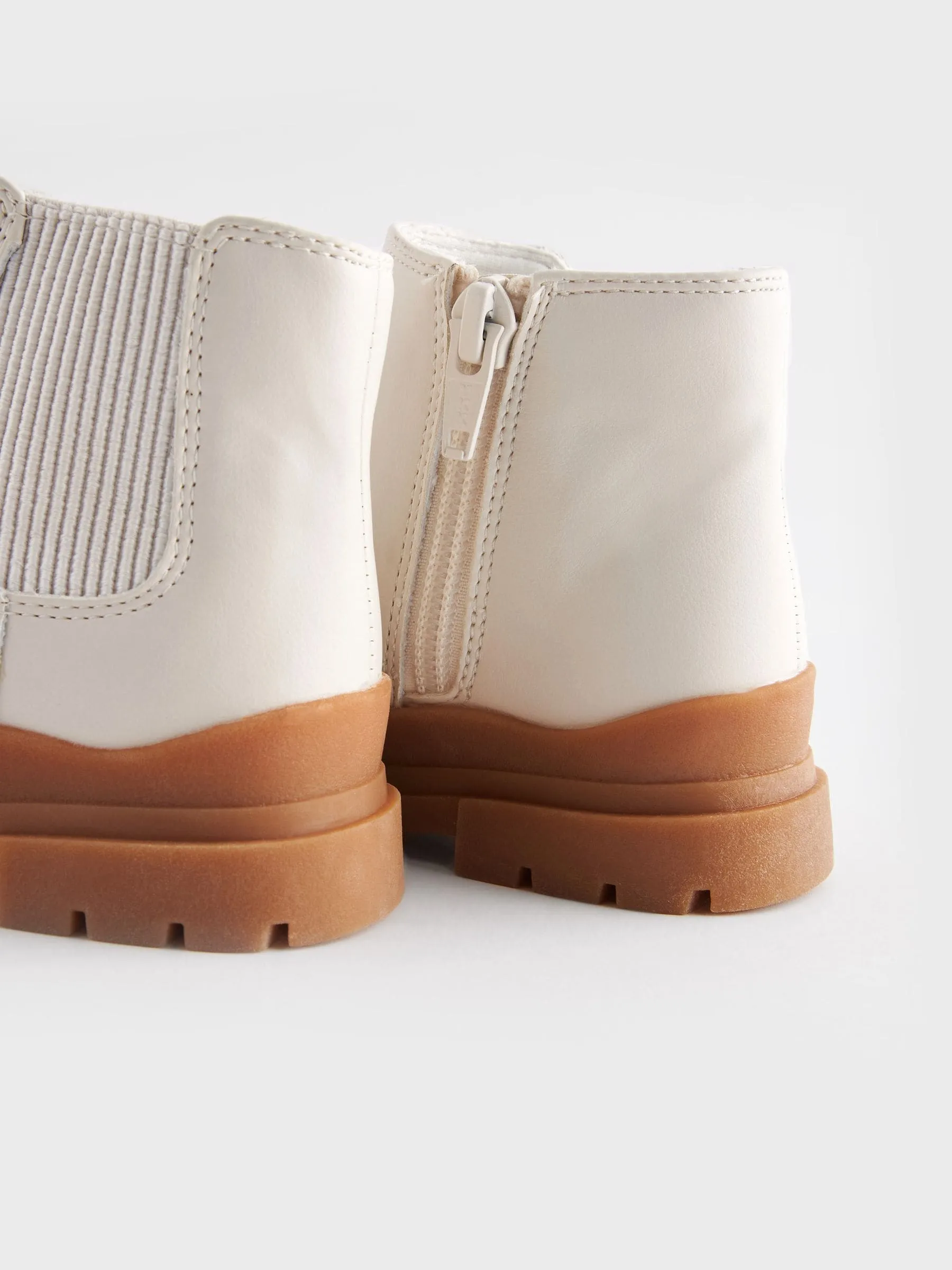 Bone White Chunky Sole Chelsea Boots