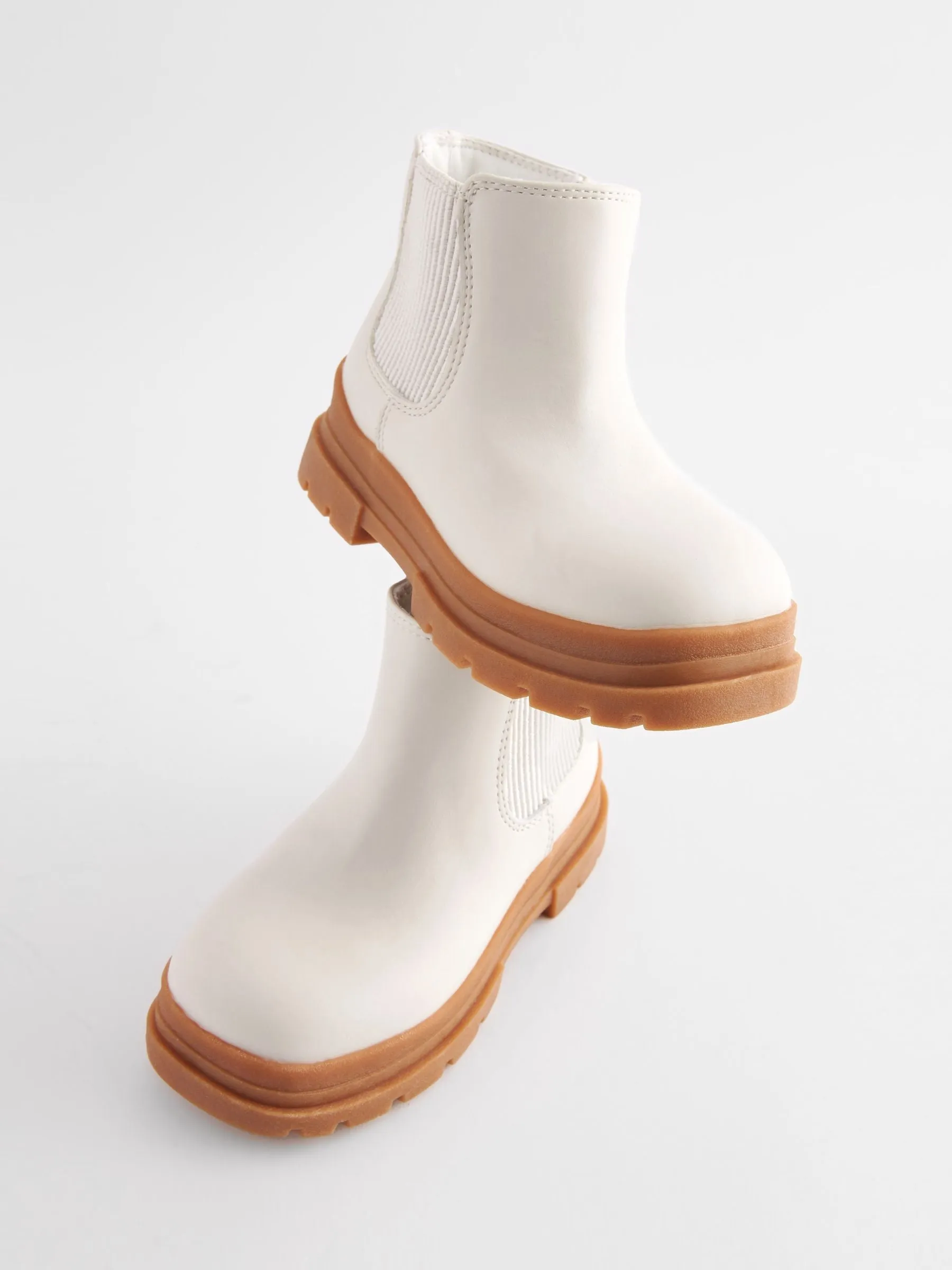Bone White Chunky Sole Chelsea Boots
