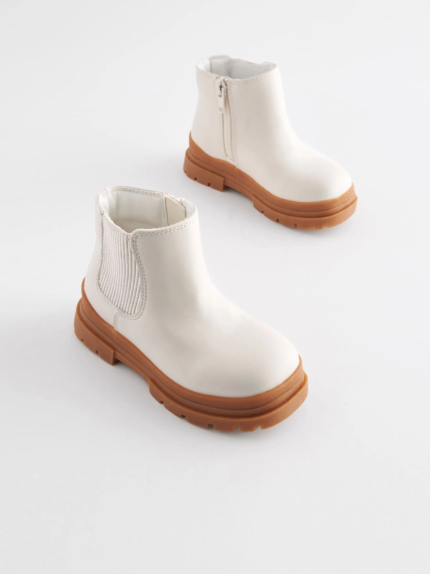 Bone White Chunky Sole Chelsea Boots