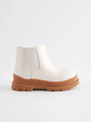 Bone White Chunky Sole Chelsea Boots