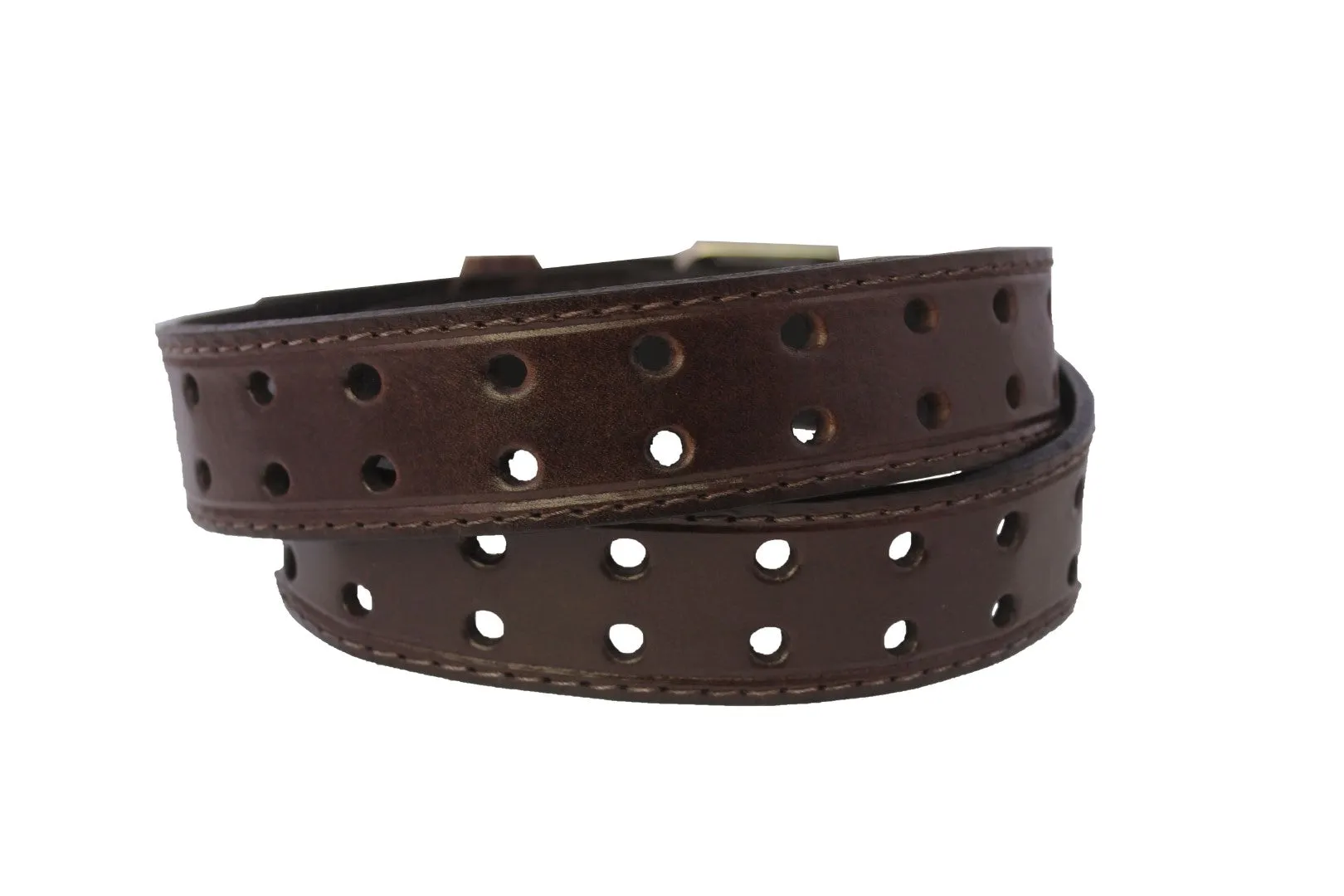 Brown #415 Western Cowboy Belt Leather - Double Prong