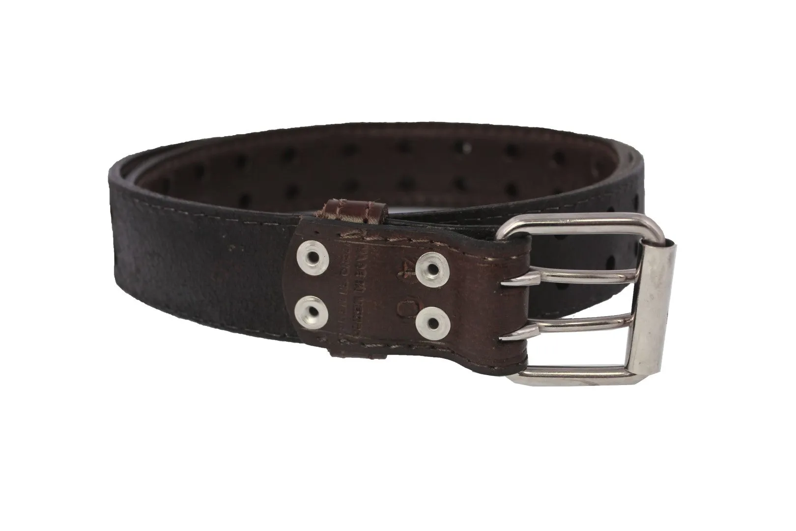 Brown #415 Western Cowboy Belt Leather - Double Prong