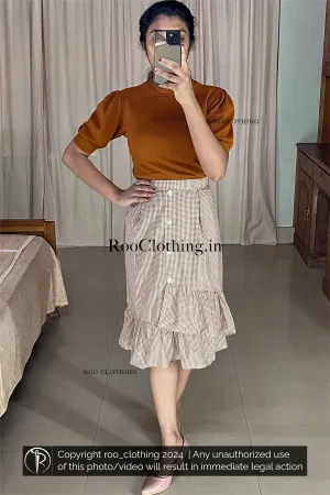 Caramel And White Check Skirt Only