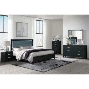 Carlos - 5 Pieces Queen Bedroom Set, Modern Design - Black by Couch.com