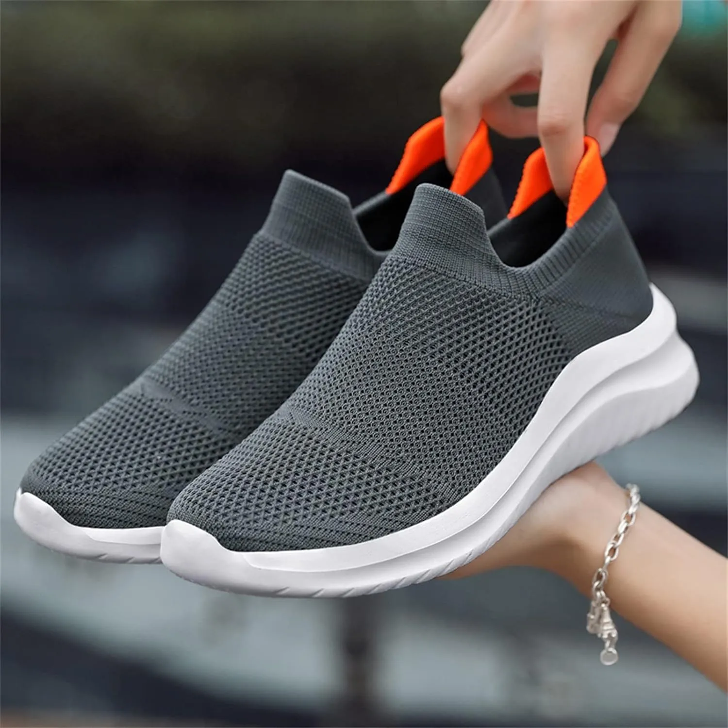 Casual Breathable Shoes for Men Versatile Slip On Sock Shoes Fashion Lightweight Labor Work Shoe Cushion Sneakers