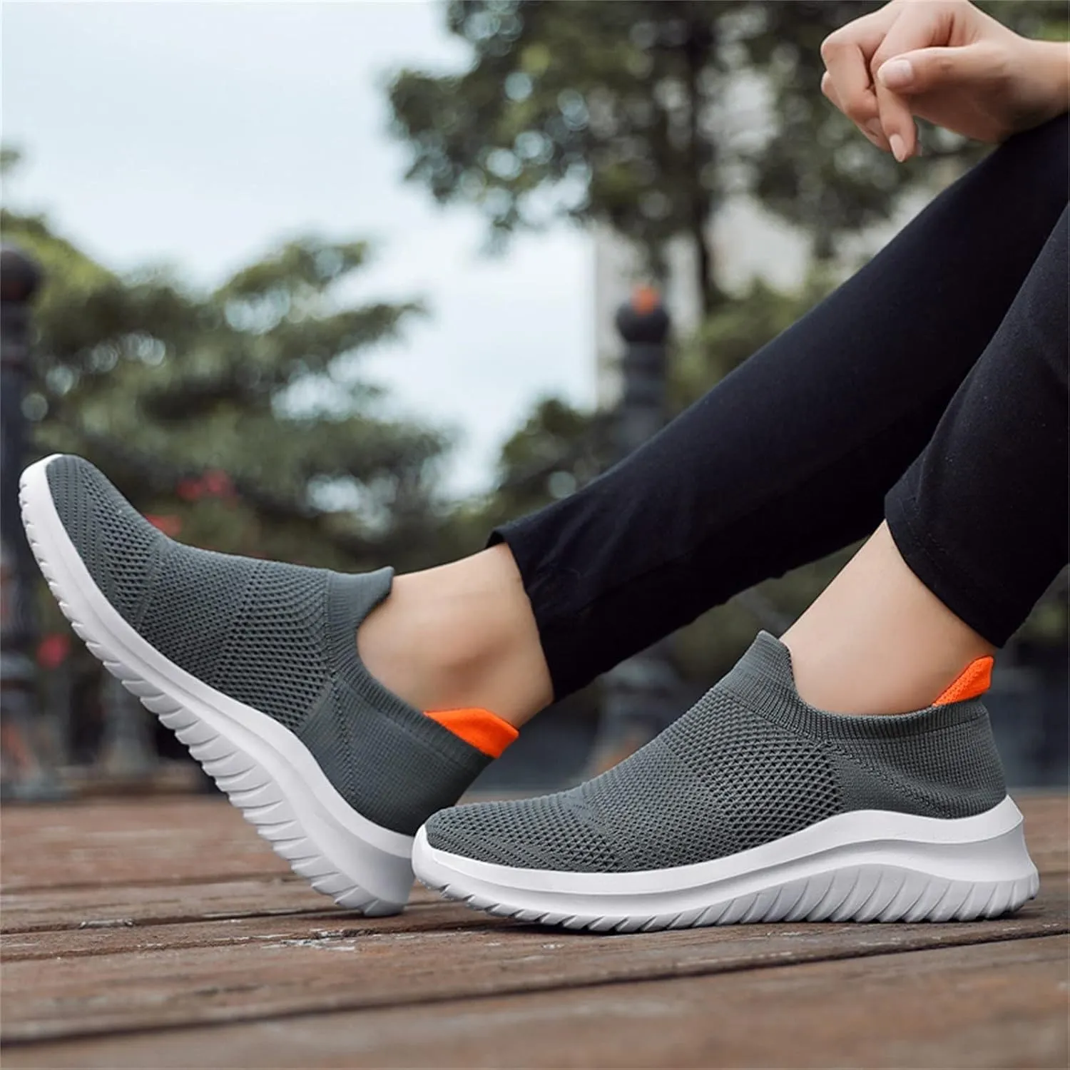 Casual Breathable Shoes for Men Versatile Slip On Sock Shoes Fashion Lightweight Labor Work Shoe Cushion Sneakers