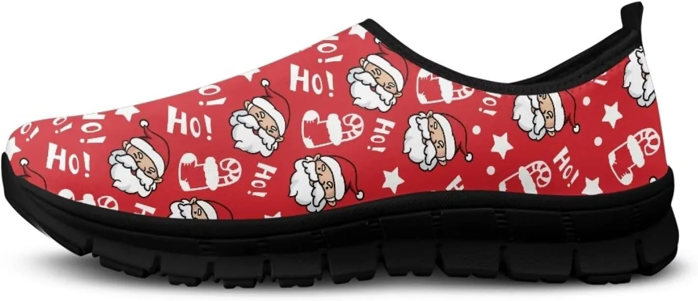 Christmas Sneakers for Women Casual Slip On Cozy Low Top Sneakers Lightweight Non-Slip Holiday Walking Shoes for Teen Girls US 5.5-11.5