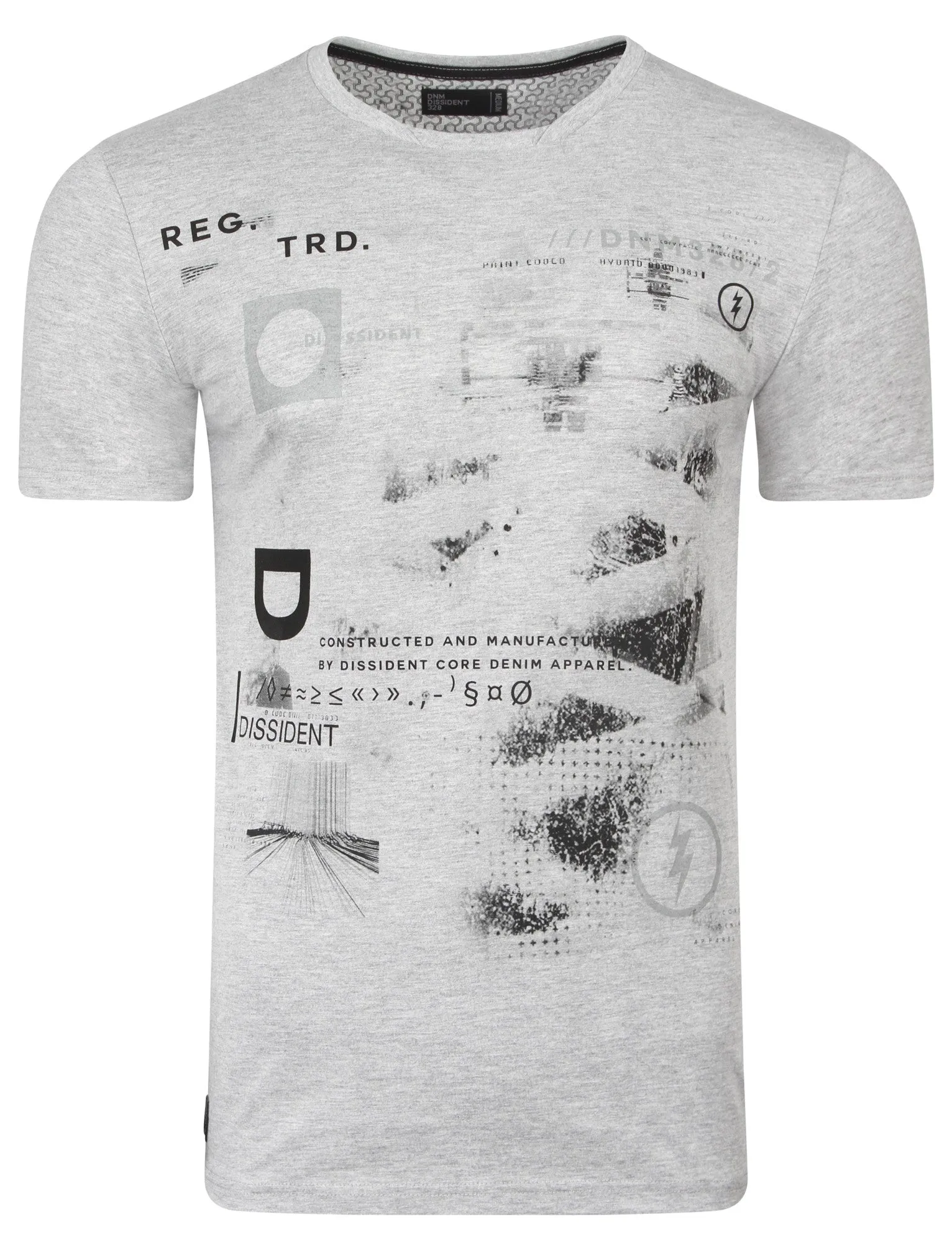 Convex Motif Cotton T-Shirt In Light Grey Marl - Dissident