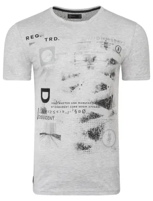 Convex Motif Cotton T-Shirt In Light Grey Marl - Dissident