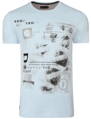 Convex Motif Cotton T-Shirt In Starlight Blue - Dissident