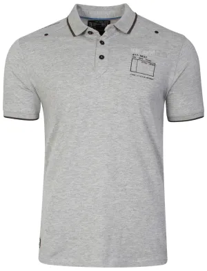 Cotton Polo Shirt in Light Grey Marl - Dissident