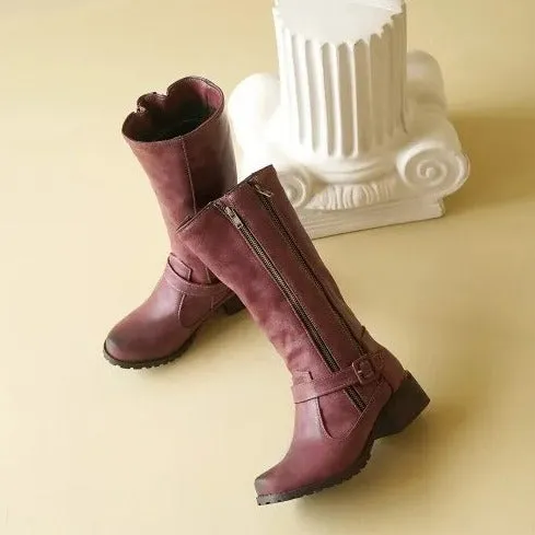 DOUBLE ZIPPER MID-CALF BOOTS