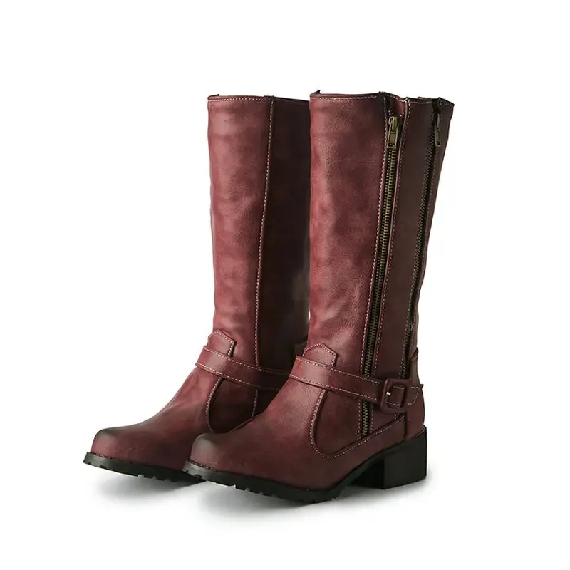 DOUBLE ZIPPER MID-CALF BOOTS