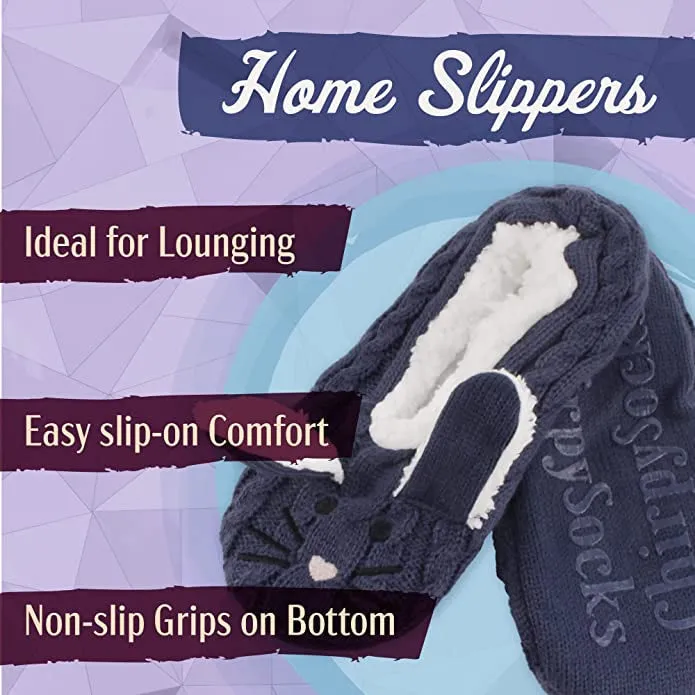 Fuzzy Animal Slippers - 2 Pair Pack