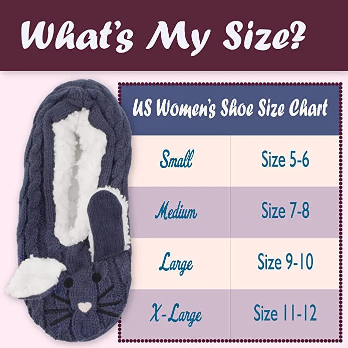 Fuzzy Animal Slippers - 2 Pair Pack