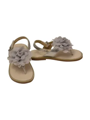 Girls Silver Organza Flower Thong Sandals 11-4 Kids