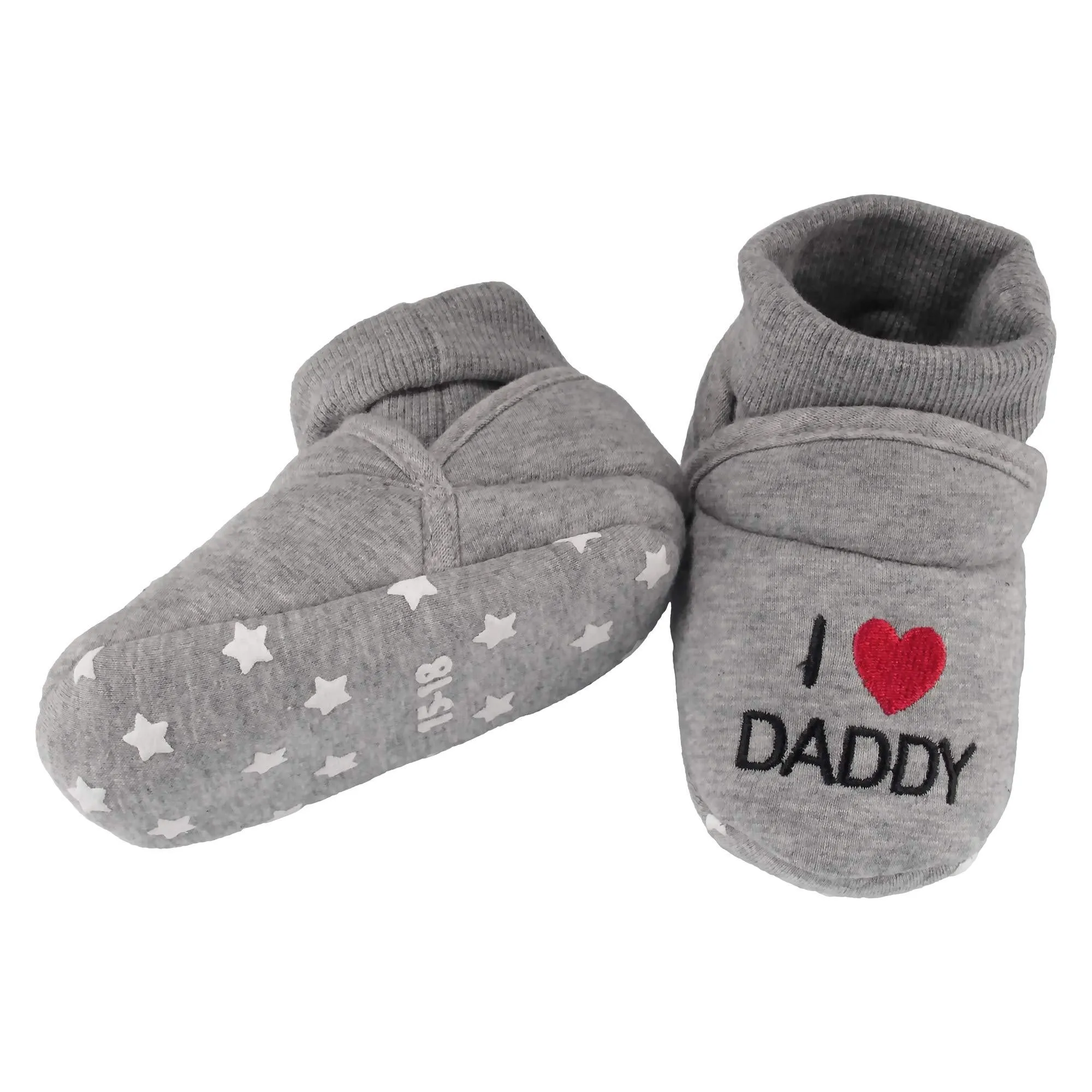 Infant Toddler Grey Soft Fluffy Plush Cozy Fuzzy Booties Slippers, Single Pair