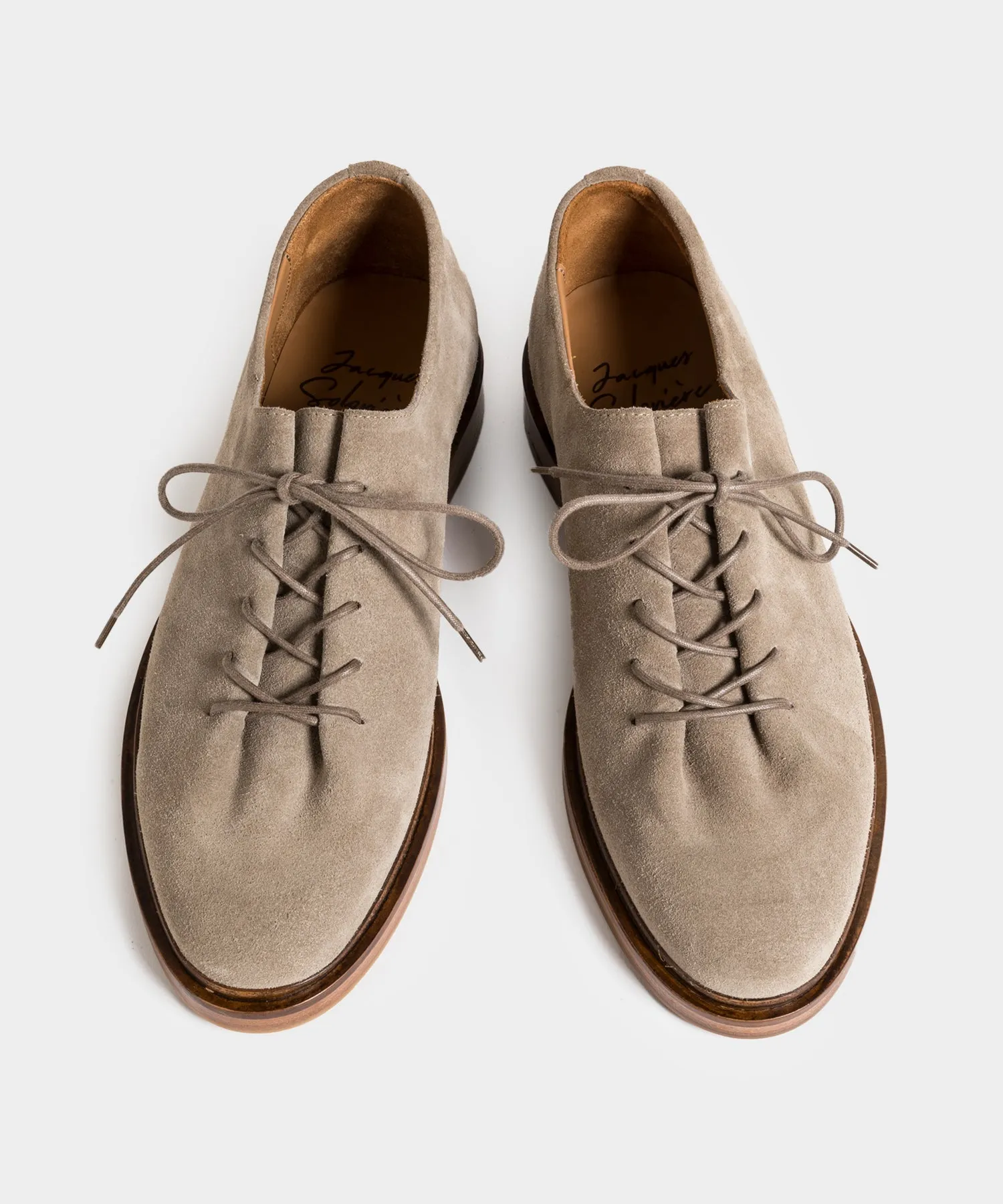 Jacques Solovire Edouard Lace-Up Dress Shoe in Beige Suede