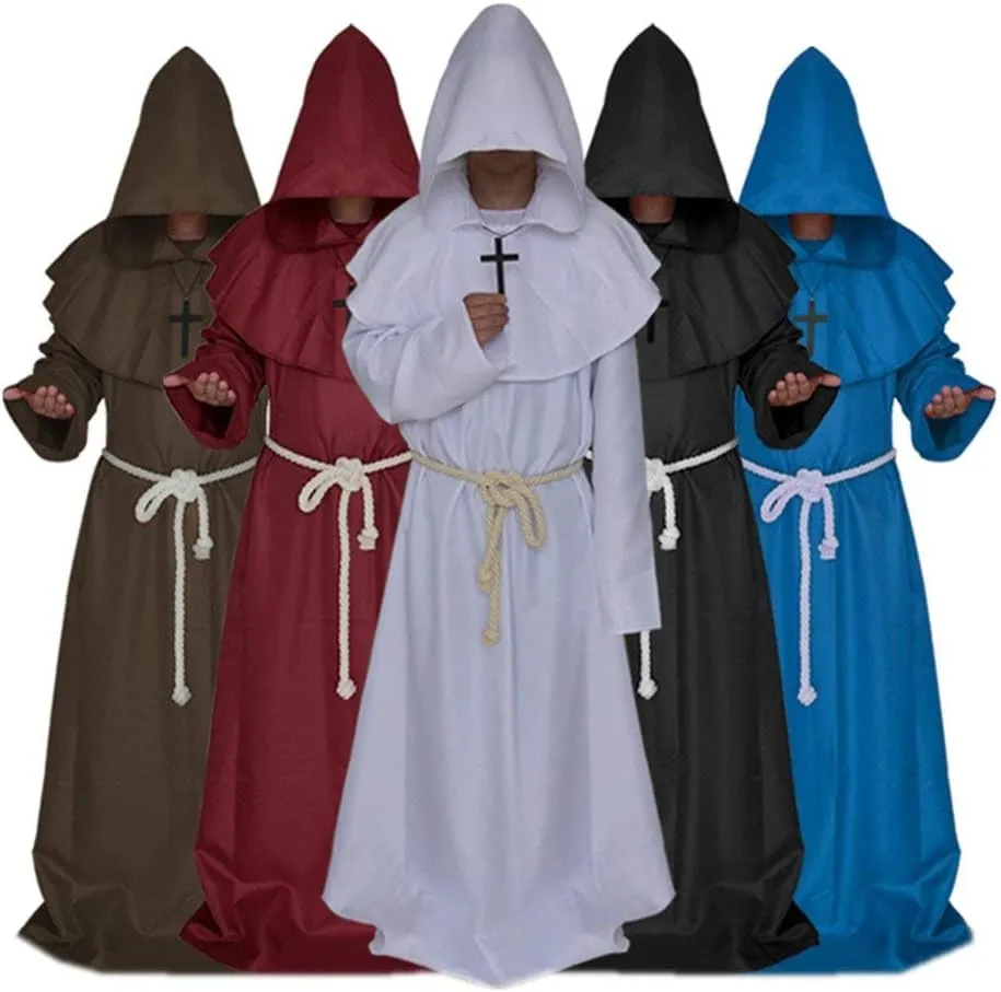LHJ Friar Medieval Hooded Monk Renaissance Priest Robe Costume Cosplay