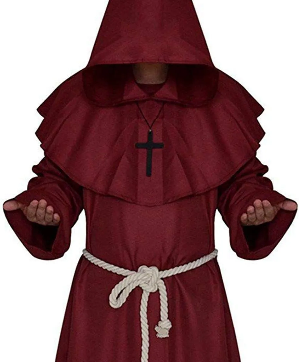 LHJ Friar Medieval Hooded Monk Renaissance Priest Robe Costume Cosplay