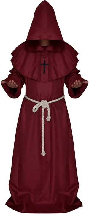 LHJ Friar Medieval Hooded Monk Renaissance Priest Robe Costume Cosplay