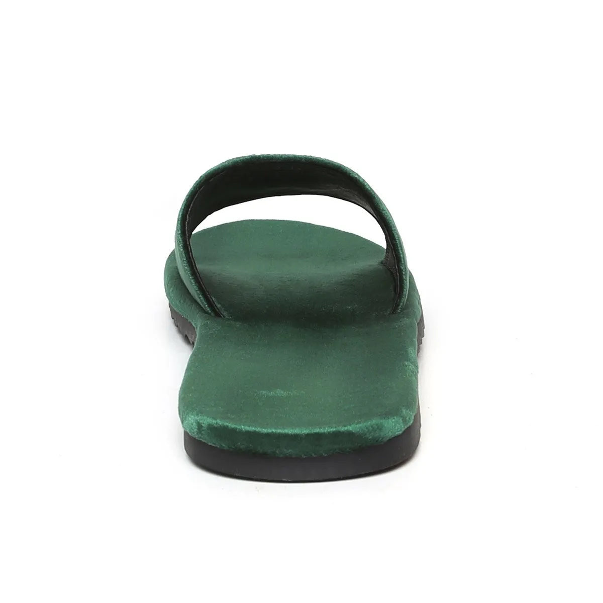 Lioness Green Two Tone Full Velvet Women Slippers By Brune & Bareskin