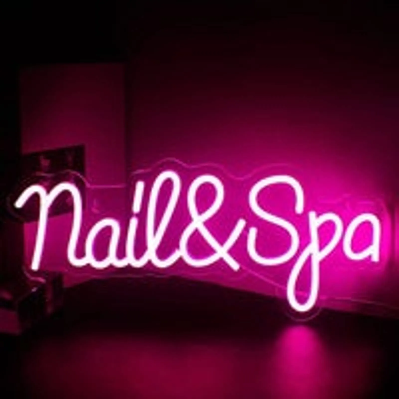 Lovely Bright Pink Nail & Spa LED Night Light Business Salon Decor