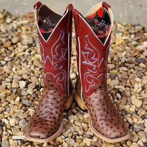 Macie Bean Women's Full Quill Tobacco Ostrich Boot