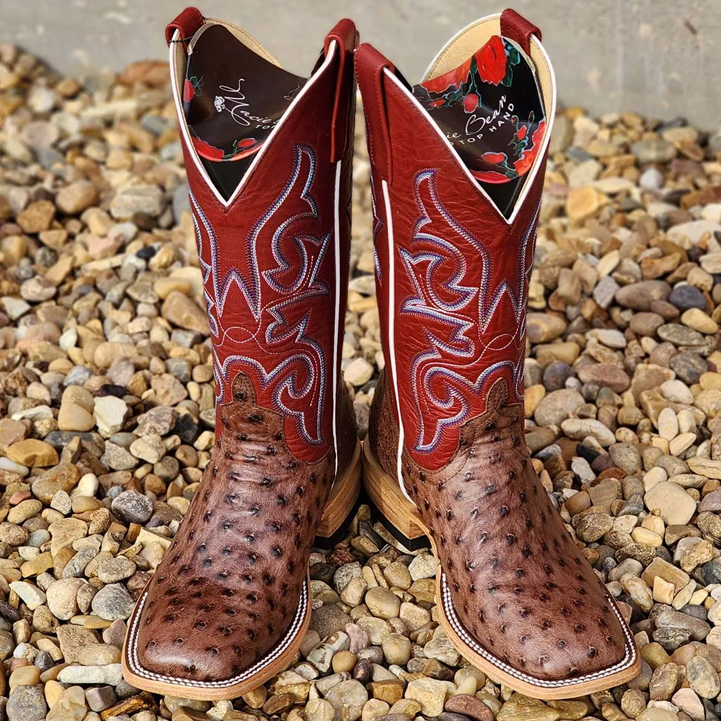 Macie Bean Women's Full Quill Tobacco Ostrich Boot
