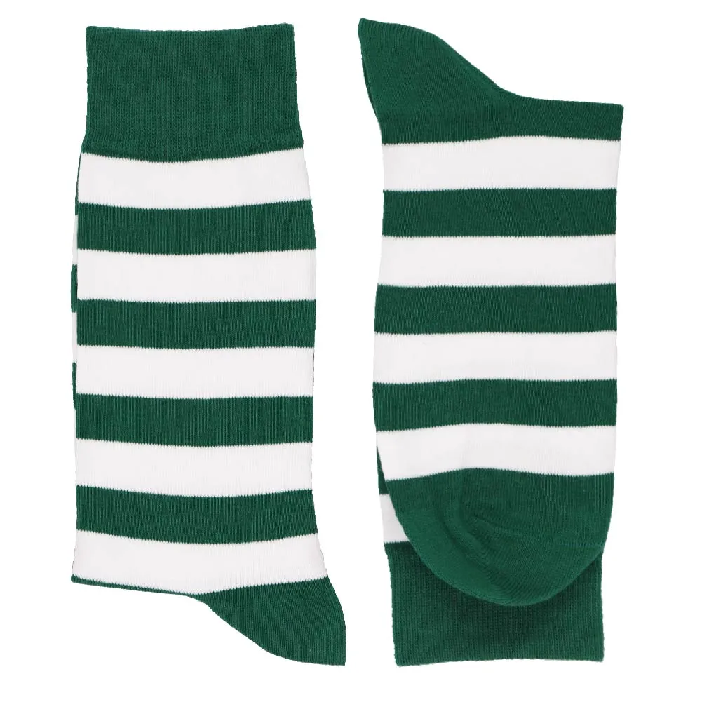 Men's Hunter Green and White Striped Socks