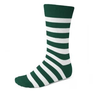 Men's Hunter Green and White Striped Socks
