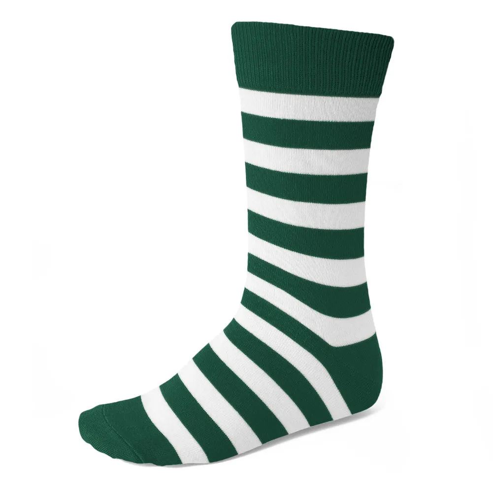 Men's Hunter Green and White Striped Socks