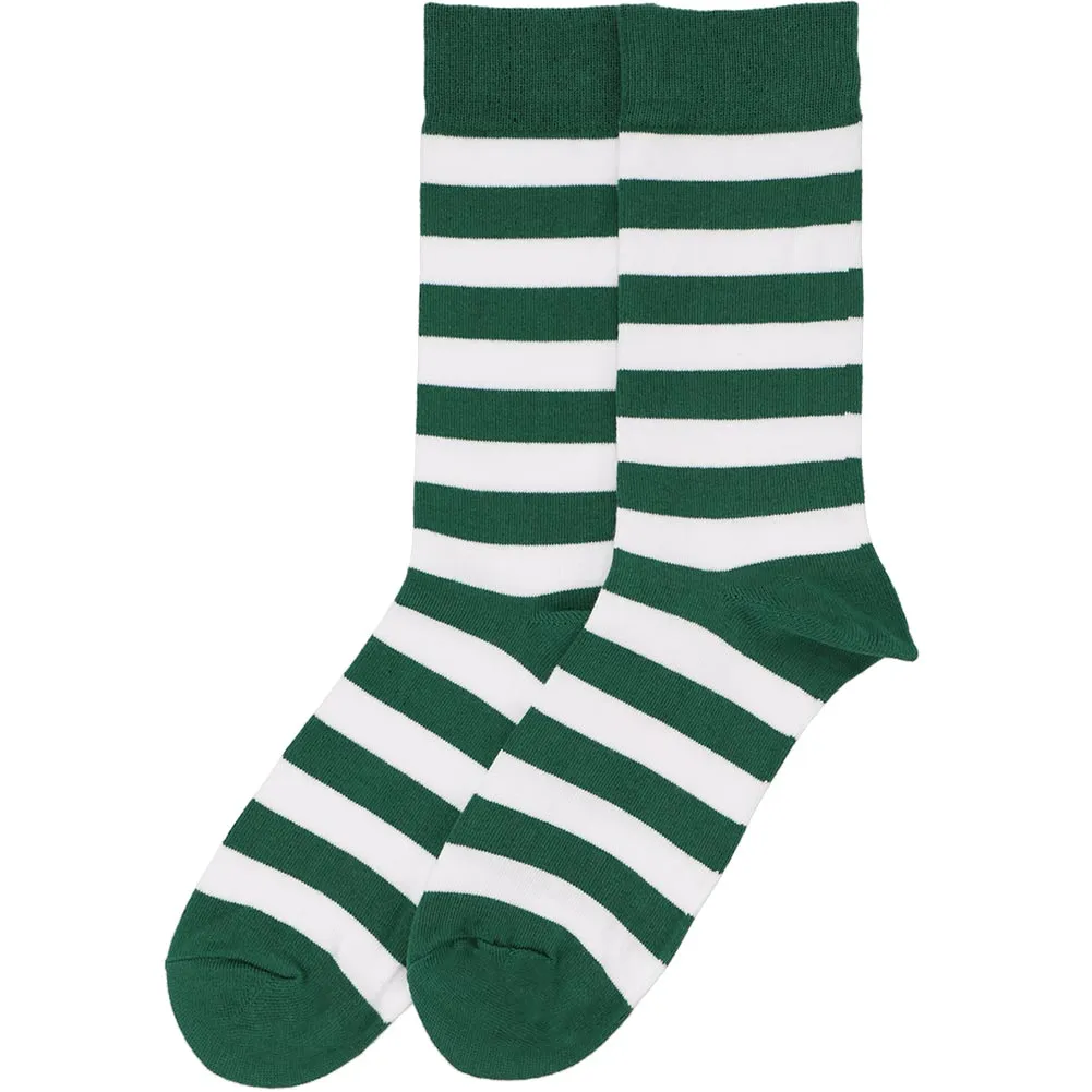 Men's Hunter Green and White Striped Socks