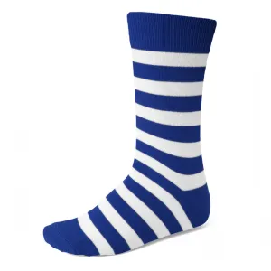 Men's Royal Blue and White Striped Socks