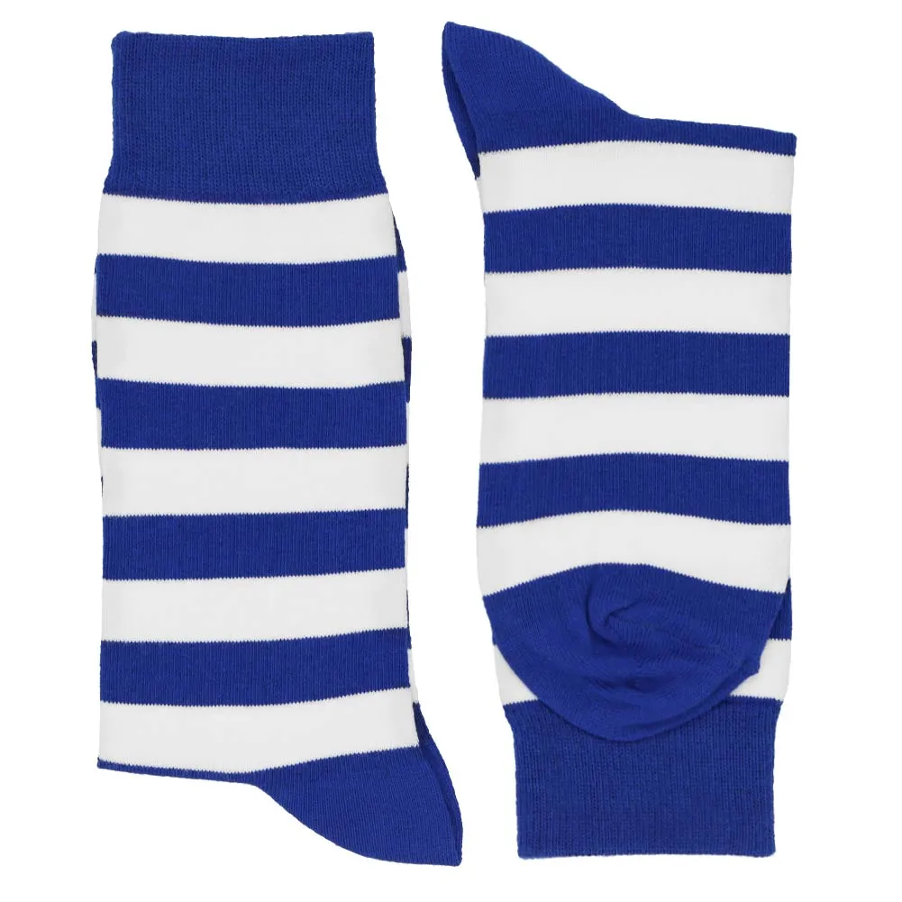 Men's Royal Blue and White Striped Socks