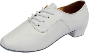 Men's Solid Color Lace Up Modern Dance Shoes Dance Hall Latin Dance Shoes Shoes Leather Casual (White, 11)