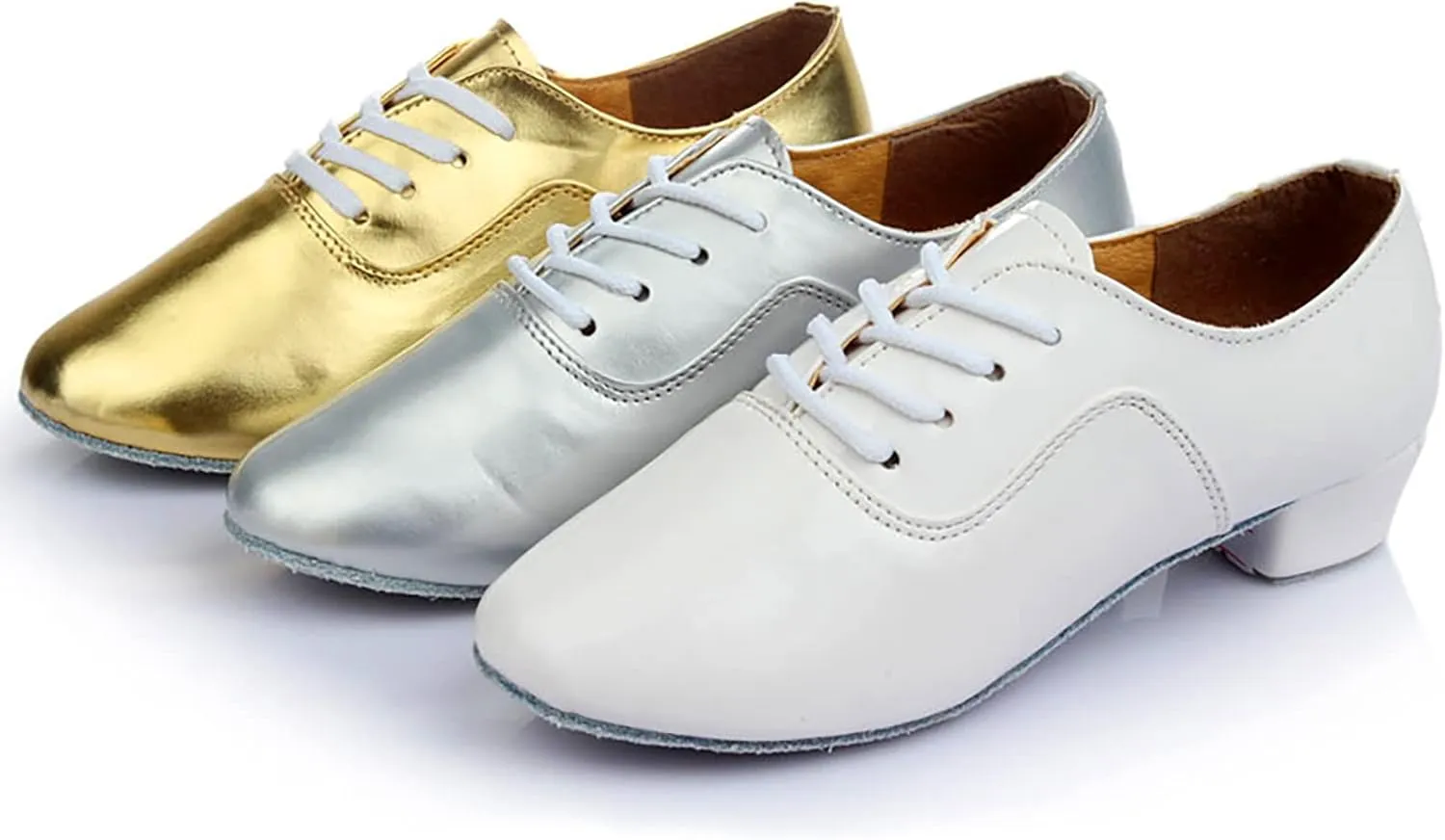 Men's Solid Color Lace Up Modern Dance Shoes Dance Hall Latin Dance Shoes Shoes Leather Casual (White, 11)
