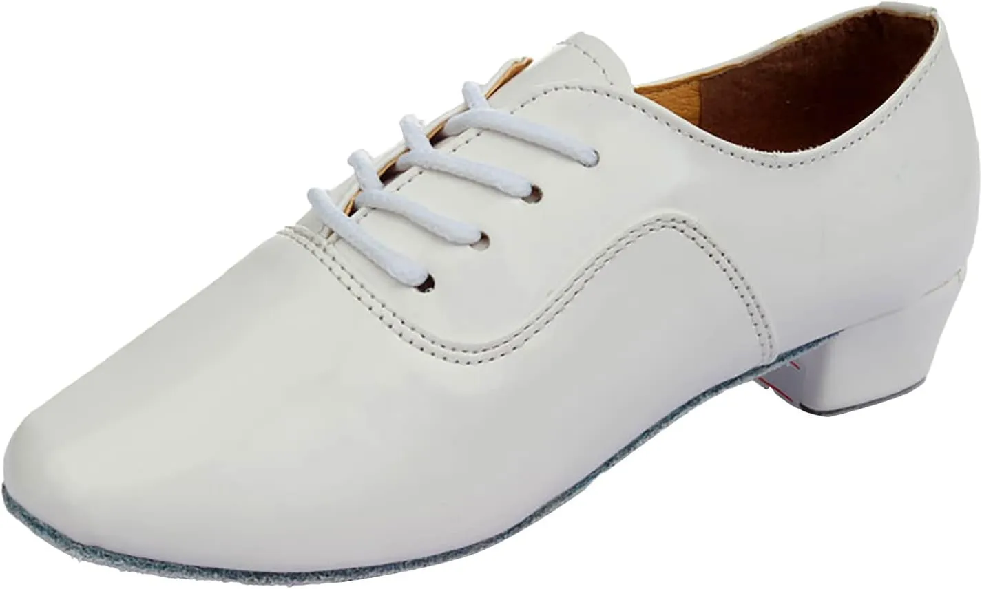 Men's Solid Color Lace Up Modern Dance Shoes Dance Hall Latin Dance Shoes Shoes Leather Casual (White, 11)