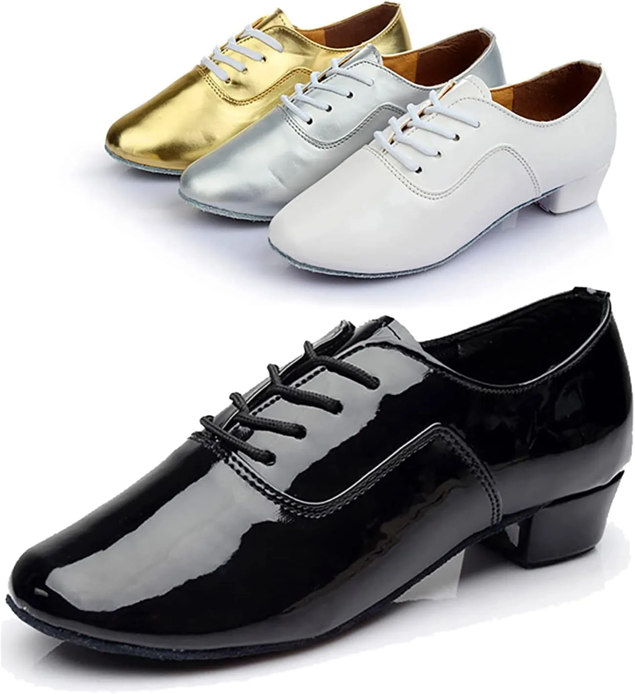 Men's Solid Color Lace Up Modern Dance Shoes Dance Hall Latin Dance Shoes Shoes Leather Casual (White, 11)