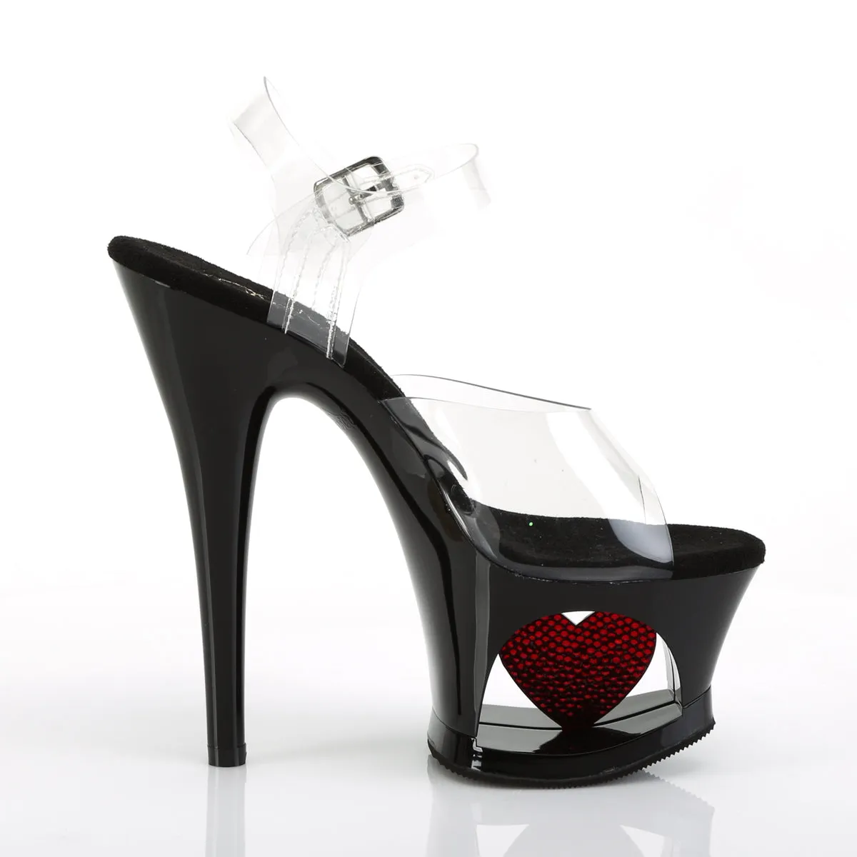 MOON-708HRS 7" Heel Clear Black with Red Pole Dancing Shoes
