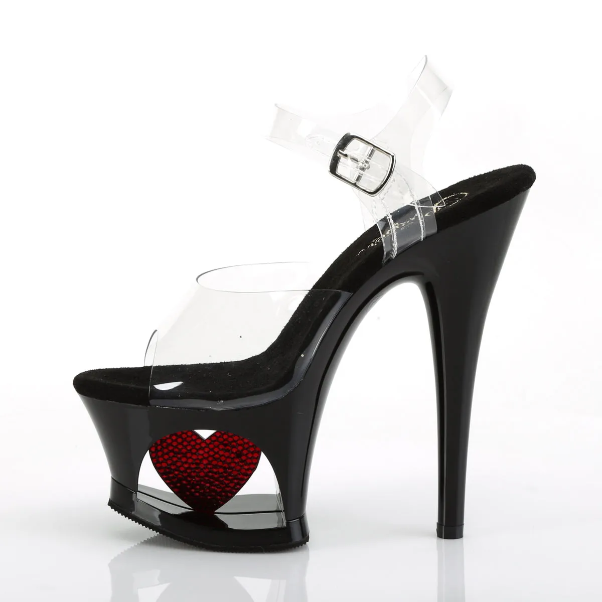 MOON-708HRS 7" Heel Clear Black with Red Pole Dancing Shoes