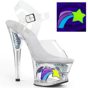 MOON-708RSS Pleasers 7 Inch Heel Clear  Stripper Platforms High Heels
